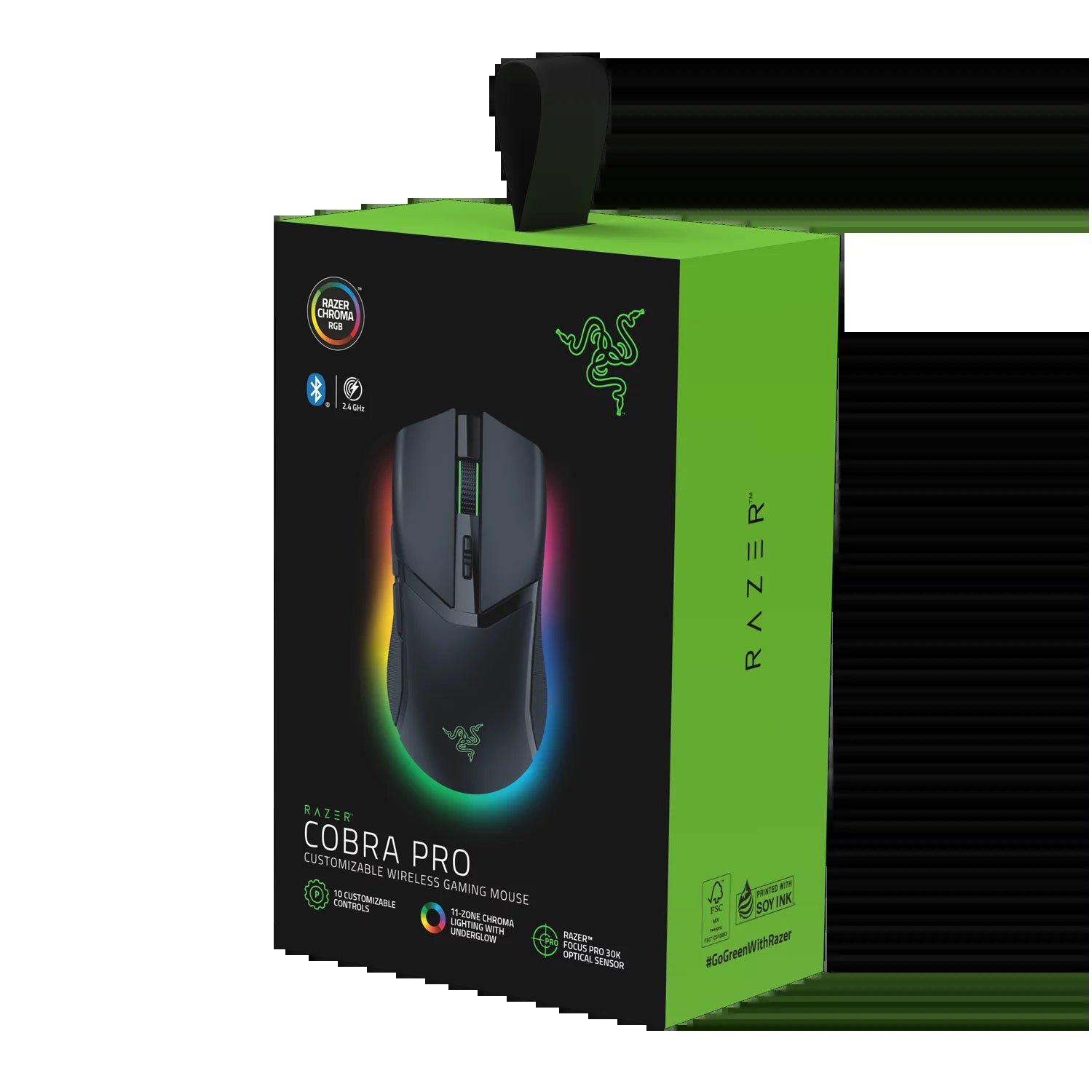 Cobra Pro Lightweight Wireless Gaming Mouse for PC with Chroma RGB Lighting and Customizable Controls, 77g, Black