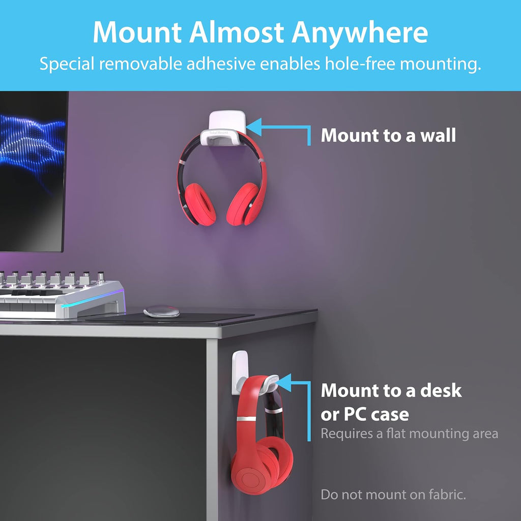 Headphone Holder – Hanger Won’T Damage Your Wall with Screws or Permanent Adhesive (Studio-Grade White – One Pack)