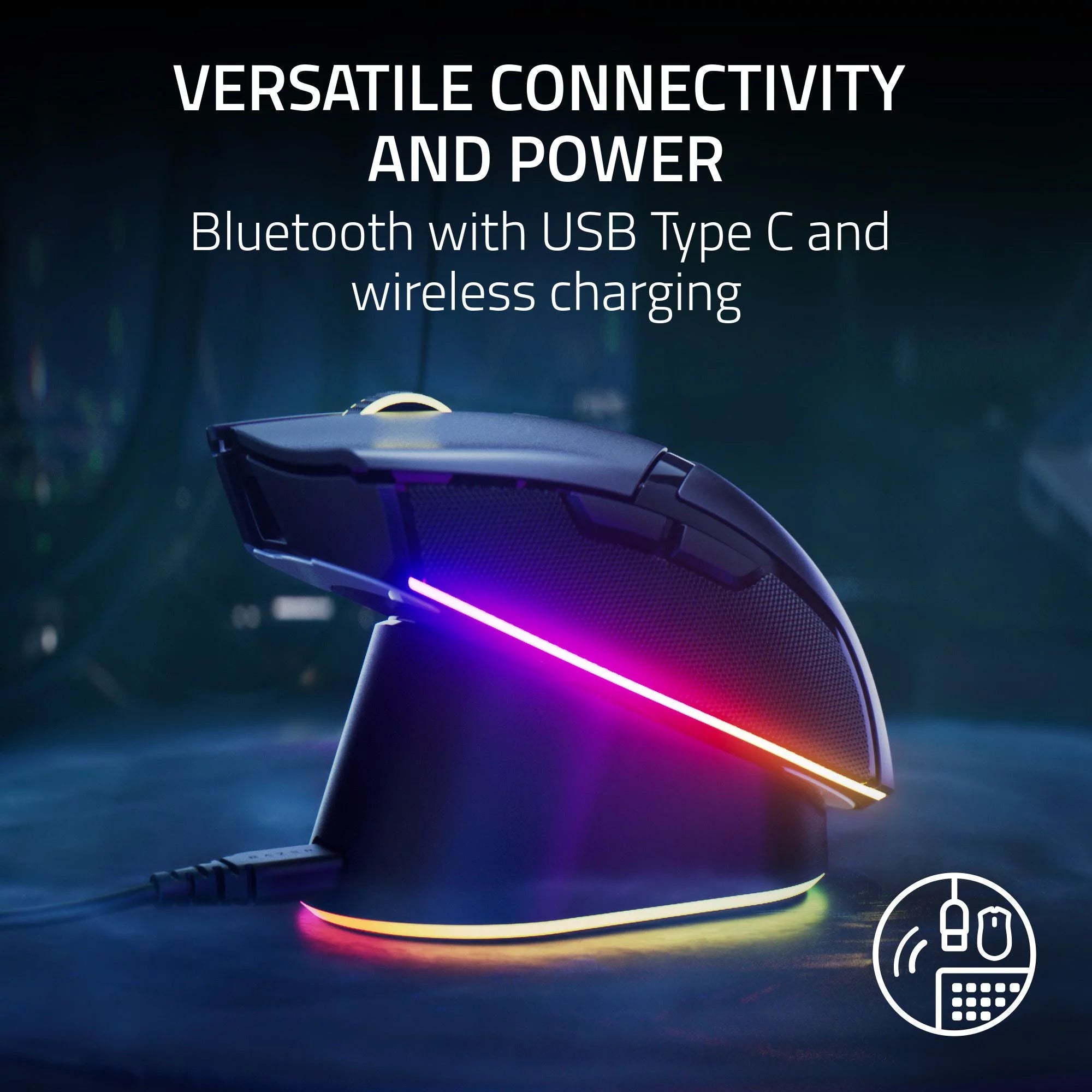 Cobra Pro Lightweight Wireless Gaming Mouse for PC with Chroma RGB Lighting and Customizable Controls, 77g, Black