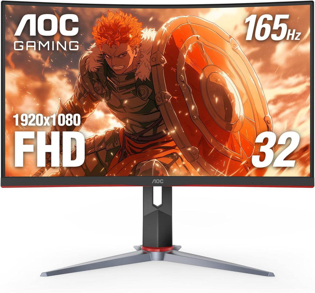 C32G2 32" Curved Frameless Gaming Monitor FHD, 1500R VA, 1Ms, 165Hz, Freesync, Height Adjustable, 3-Year Zero Dead Pixel Policy, Black