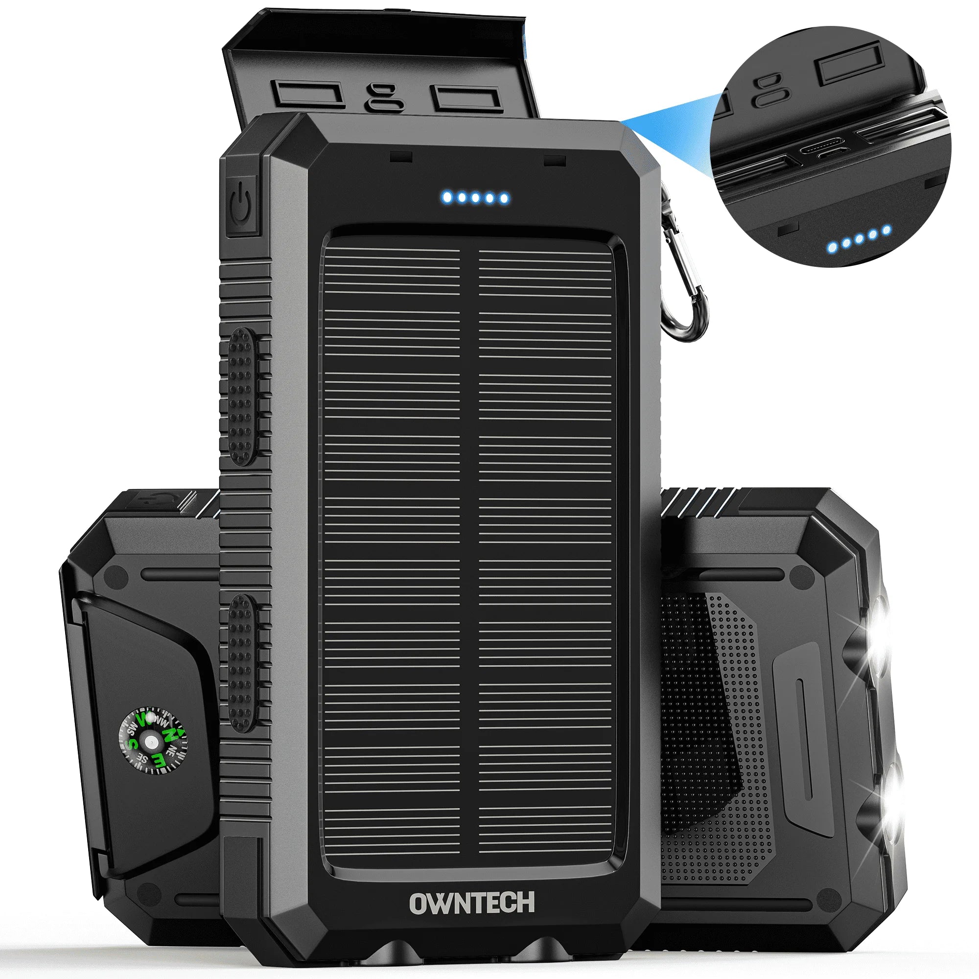 20000mAh Solar Power Bank with Dual 5V USB Ports and Dual LED Flashlights for Mobile Phones and Android Devices