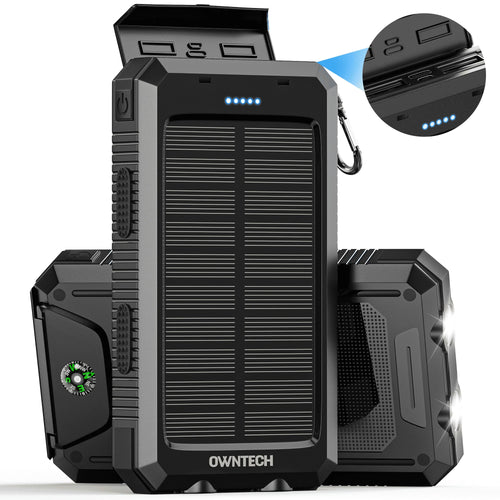 20000mAh Solar Power Bank with Dual 5V USB Ports and Dual LED Flashlights for Mobile Phones and Android Devices