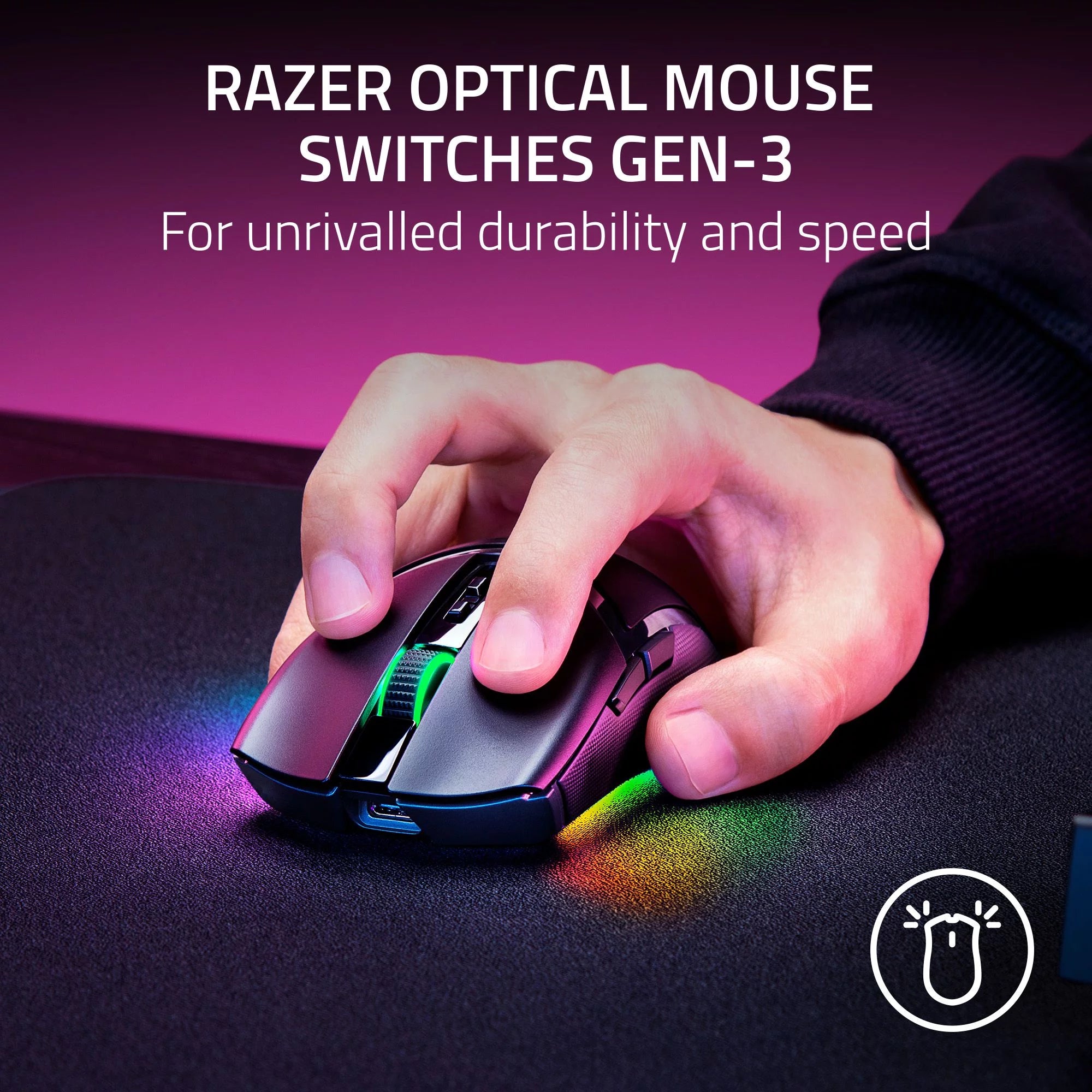 Cobra Pro Lightweight Wireless Gaming Mouse for PC with Chroma RGB Lighting and Customizable Controls, 77g, Black