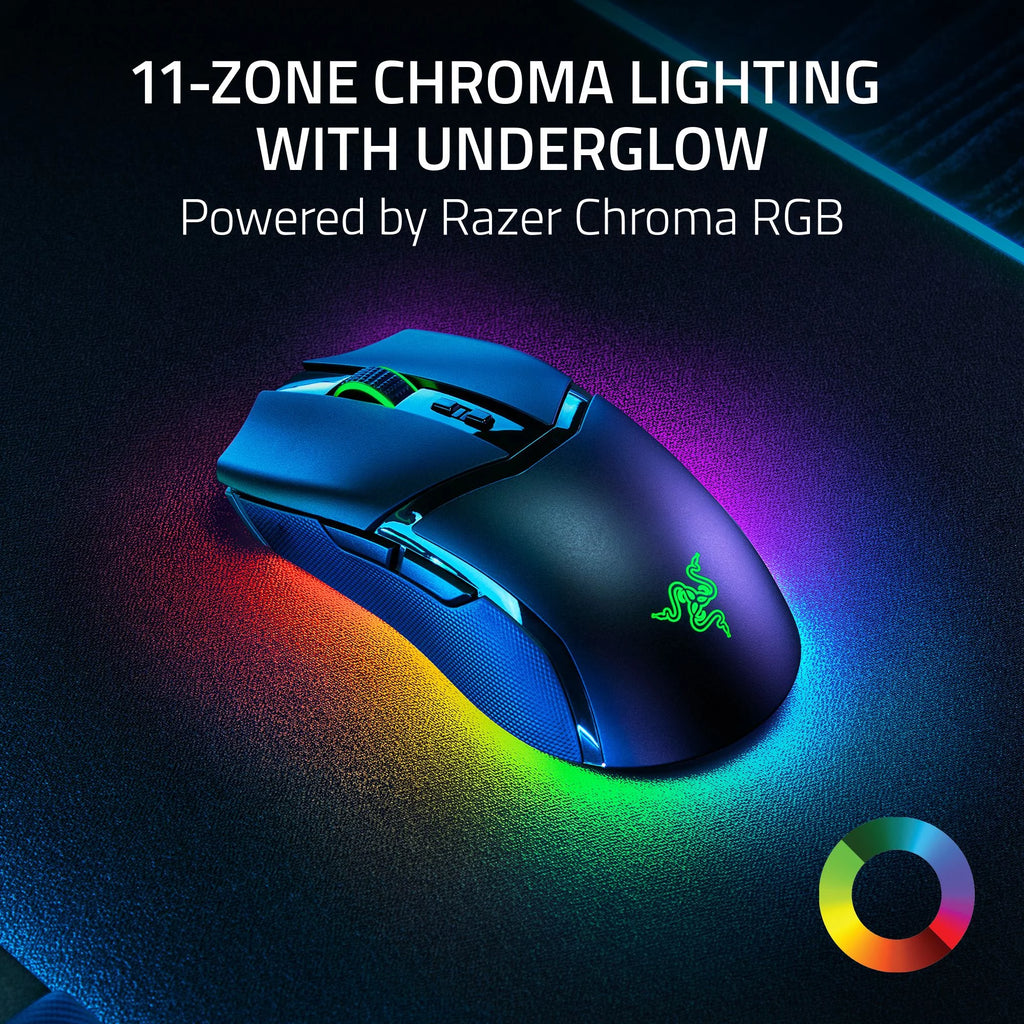 Cobra Pro Lightweight Wireless Gaming Mouse for PC with Chroma RGB Lighting and Customizable Controls, 77g, Black