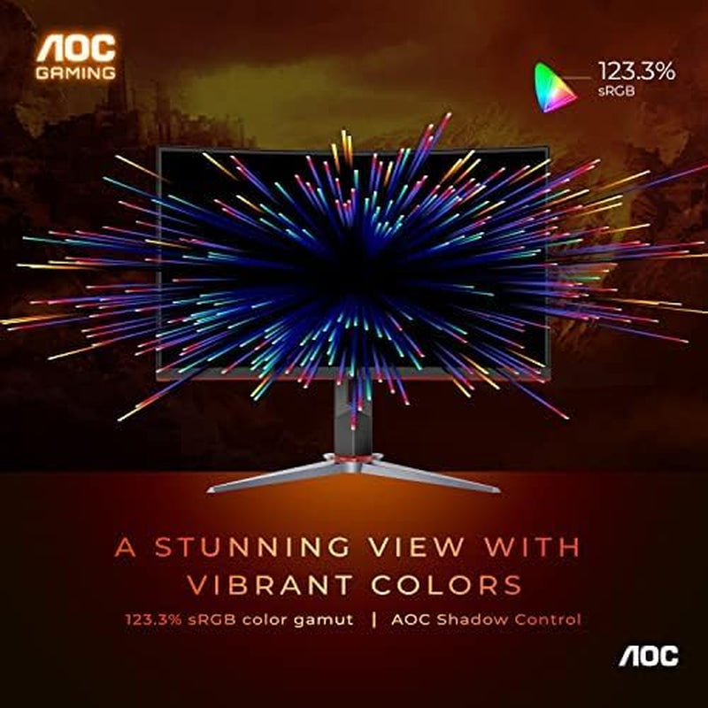 C32G2 32" Curved Frameless Gaming Monitor FHD, 1500R VA, 1Ms, 165Hz, Freesync, Height Adjustable, 3-Year Zero Dead Pixel Policy, Black