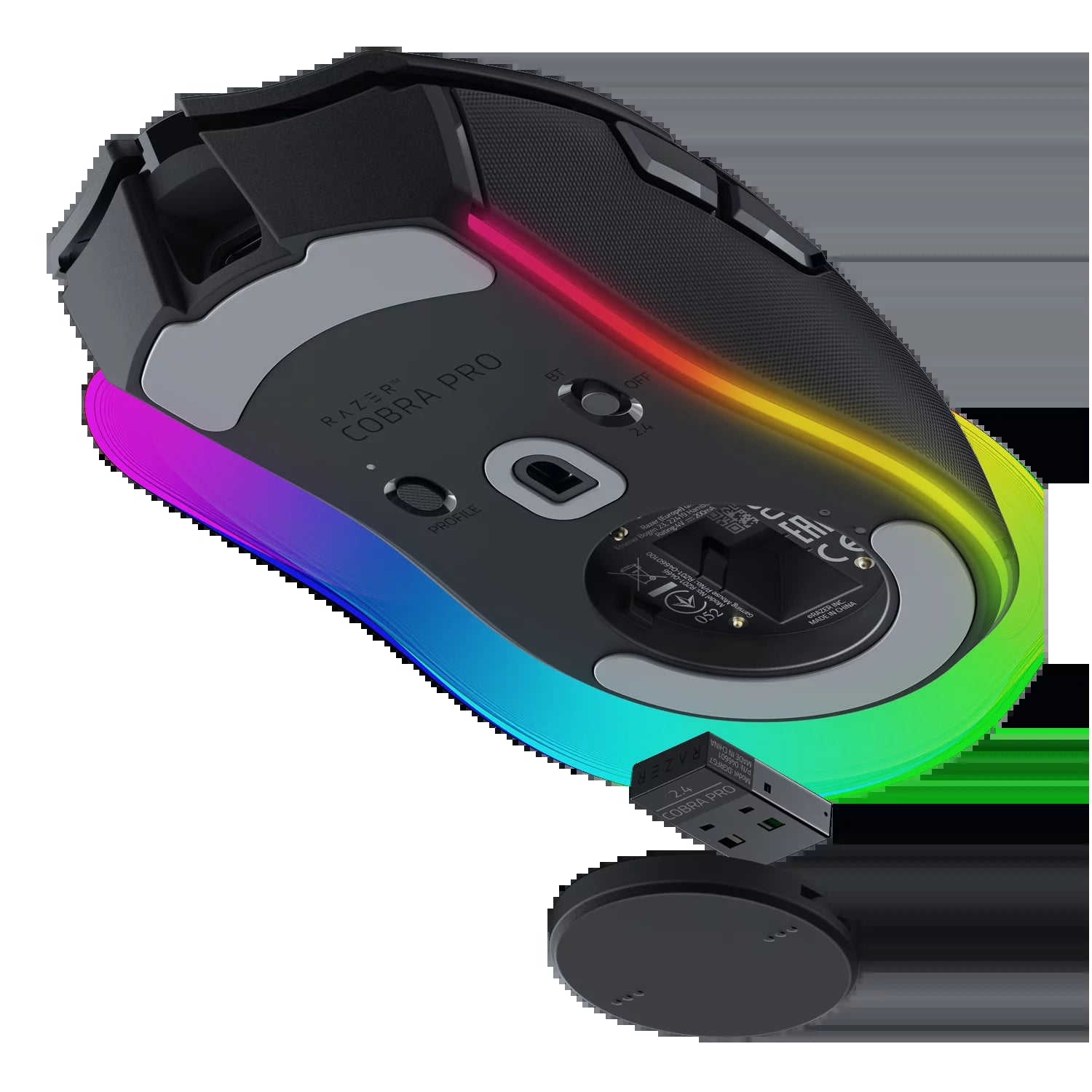 Cobra Pro Lightweight Wireless Gaming Mouse for PC with Chroma RGB Lighting and Customizable Controls, 77g, Black