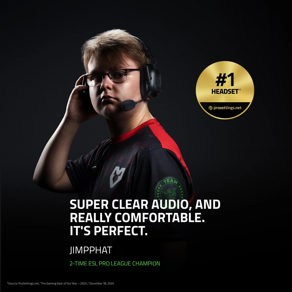 Blackshark V2 Pro Wireless Gaming Headset for PC, 2.4GHz and Bluetooth Connectivity, Hyperspeed Wireless Technology, 70-Hour Battery Life, Lightweight 320g Design, Black